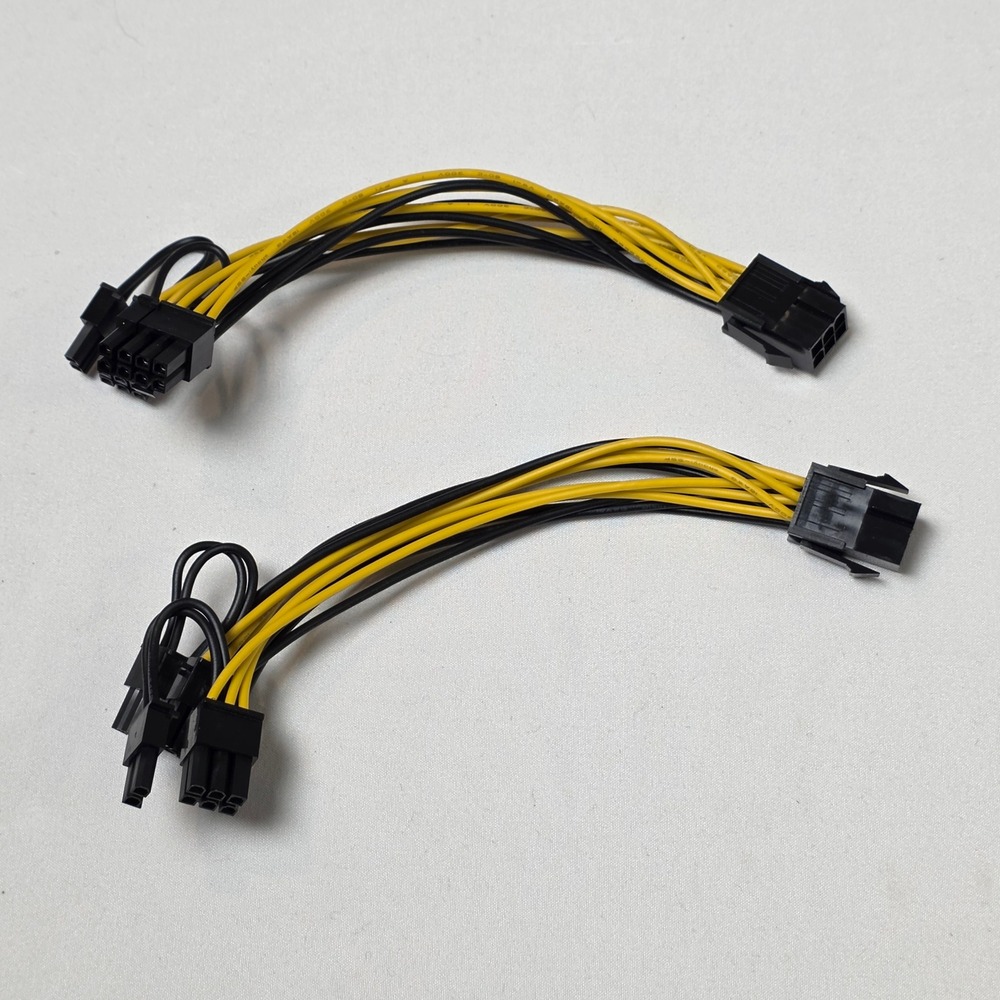 PCI Express 6 pin Female to Dual PCI-E 8( 6+2) pin Male‎ 2pk Cable 6" 16 AWG